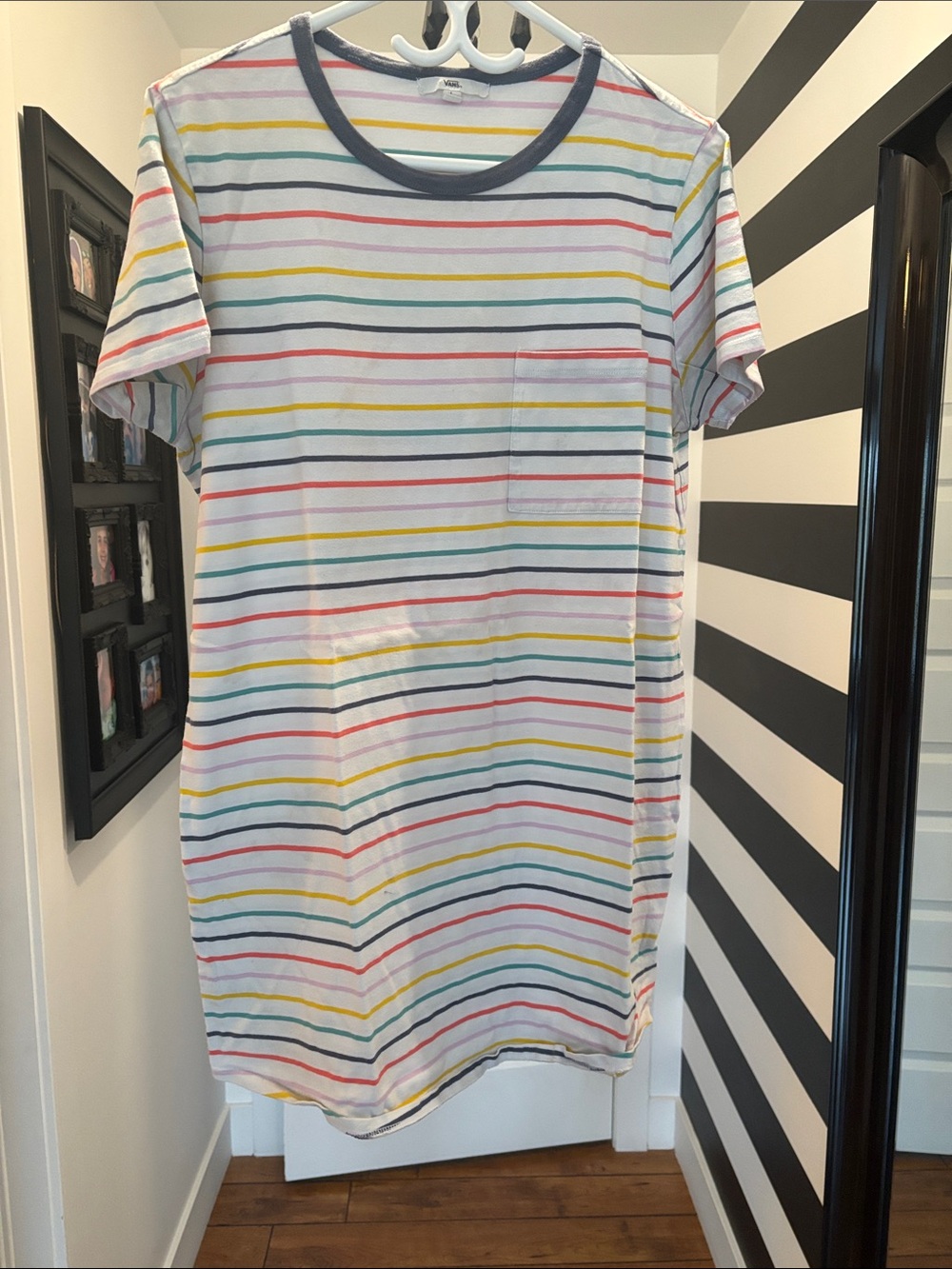 Vans White Mini Dress with Multicolor Stripes